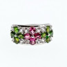 925 Sterling Silver Emerald, Pink Topaz & Goshenite 
