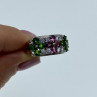 925 Sterling Silver Emerald, Pink Topaz & Goshenite 