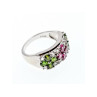 925 Sterling Silver Emerald, Pink Topaz & Goshenite 