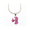 925 Sterling Silver Pink Spinel Chain with Pendant Italy