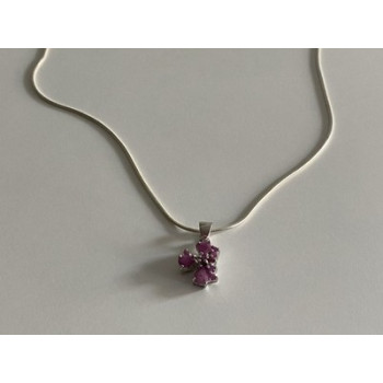 925 Sterling Silver Pink Spinel Chain with Pendant Italy