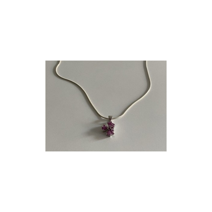 925 Sterling Silver Pink Spinel Chain with Pendant Italy