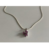 925 Sterling Silver Pink Spinel Chain with Pendant Italy