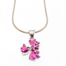 925 Sterling Silver Pink Spinel Chain With Pendant Italy