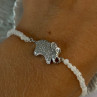 925 Sterling Silver Moonstones Elephant Charm Bracelet Length 7.5
