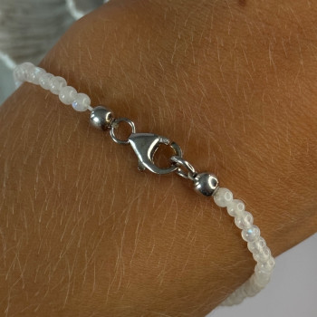 925 Sterling Silver Moonstones Elephant Charm Bracelet Length 7.5