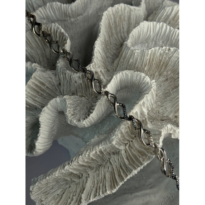 925 Sterling Silver Blue Spinel & Diamond Bracelet Length 7