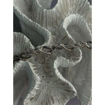 925 Sterling Silver Blue Spinel & Diamond Bracelet Length 7