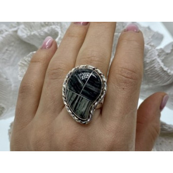 925 Sterling Silver Jasper Ring Size 8