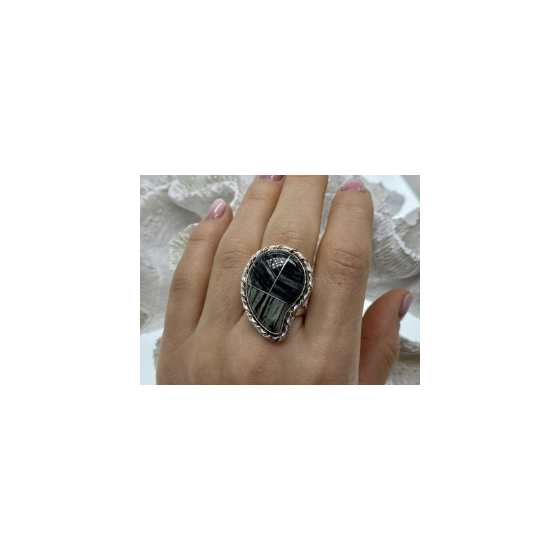 925 Sterling Silver Jasper Ring Size 8