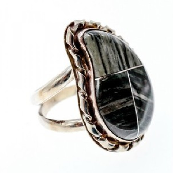 925 Sterling Silver Jasper Ring Size 8