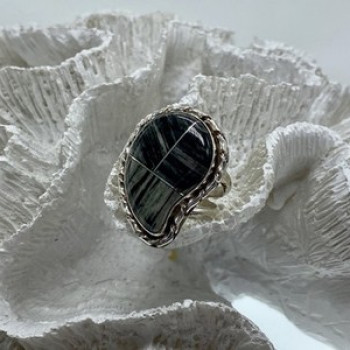 925 Sterling Silver Jasper Ring Size 8