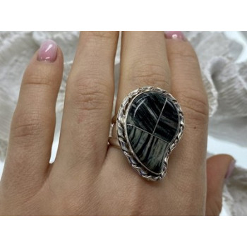925 Sterling Silver Jasper Ring Size 8