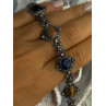 Vintage 925 Sterling Silver Multi Color Stones Bracelet Lenght 8