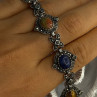 Vintage 925 Sterling Silver Multi Color Stones Bracelet Lenght 8