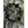 Vintage 925 Sterling Silver Multi Color Stones Bracelet Lenght 8