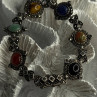 Vintage 925 Sterling Silver Multi Color Stones Bracelet Lenght 8