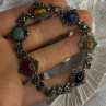 Vintage 925 Sterling Silver Multi Color Stones Bracelet Lenght 8