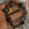 Vintage 925 Sterling Silver Multi Color Stones Bracelet Lenght 8