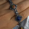 Vintage 925 Sterling Silver Multi Color Stones Bracelet Lenght 8