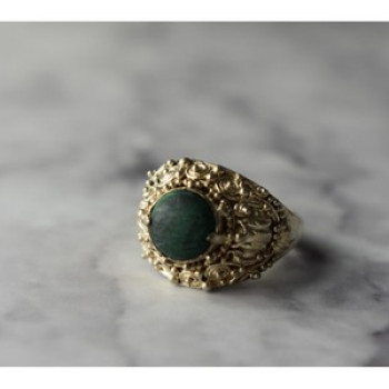 Vintage 925 Sterling Silver Malachite Ring Size 5.5