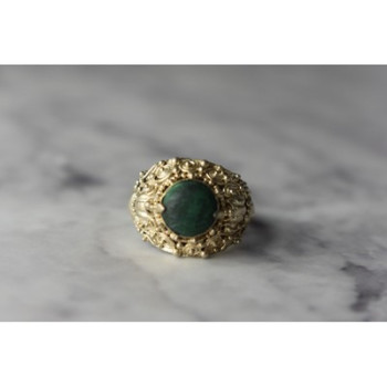 Vintage 925 Sterling Silver Malachite Ring Size 5.5