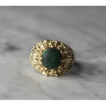 Vintage 925 Sterling Silver Malachite Ring Size 5.5