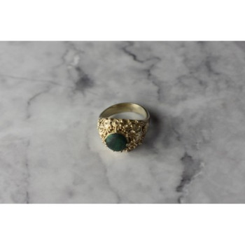 Vintage 925 Sterling Silver Malachite Ring Size 5.5