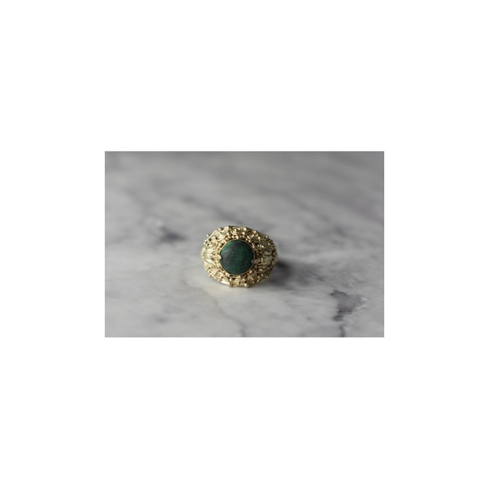 Vintage 925 Sterling Silver Malachite Ring Size 5.5