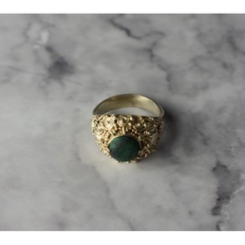 Vintage 925 Sterling Silver Malachite Ring Size 5.5