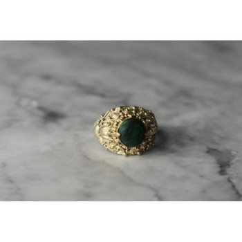 Vintage 925 Sterling Silver Malachite Ring Size 5.5