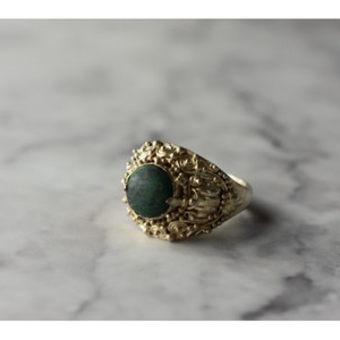 Vintage 925 Sterling Silver Malachite Ring Size 5.5