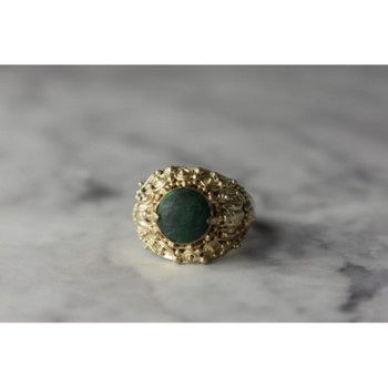 Vintage 925 Sterling Silver Malachite Ring Size 5.5