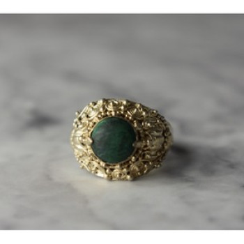 Vintage 925 Sterling Silver Malachite Ring Size 5.5