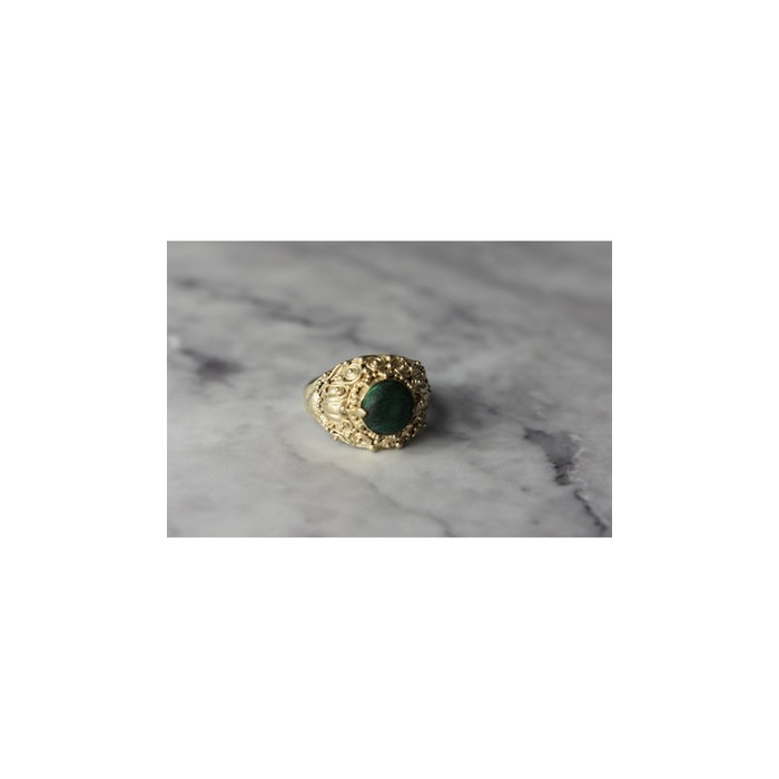 Vintage 925 Sterling Silver Malachite Ring Size 5.5