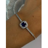 925 Sterling Silver Sapphire & Cz Bracelet Sizable