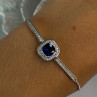 925 Sterling Silver Sapphire & Cz Bracelet Sizable