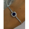 925 Sterling Silver Sapphire & Cz Bracelet Sizable