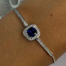 925 Sterling Silver Sapphire & Cz Bracelet Sizable