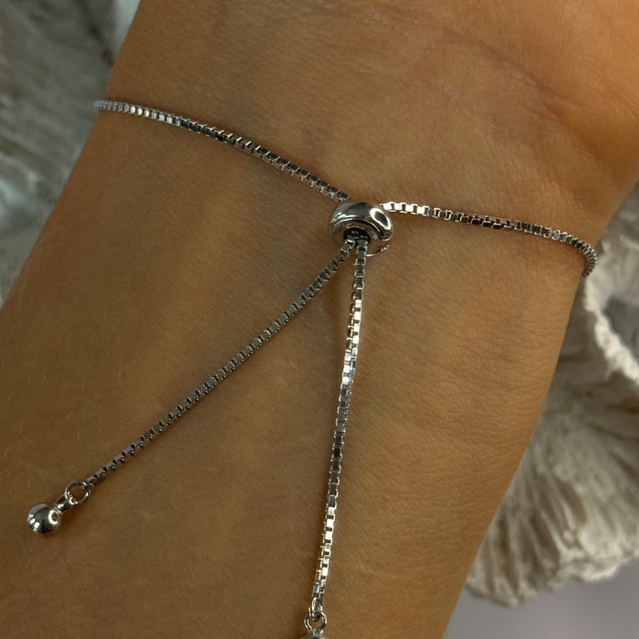 925 Sterling Silver Sapphire & Cz Bracelet Sizable