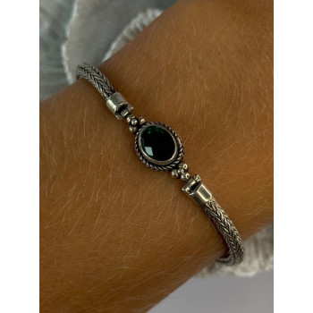 925 Sterling Silver Emerald Bracelet Length 7/7.5