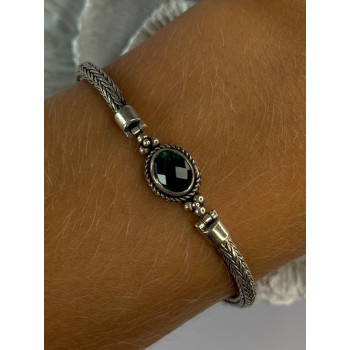 925 Sterling Silver Emerald Bracelet Length 7/7.5