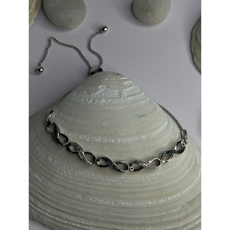 925 Sterling Silver Beryl & Spinel Bracelet Sizable