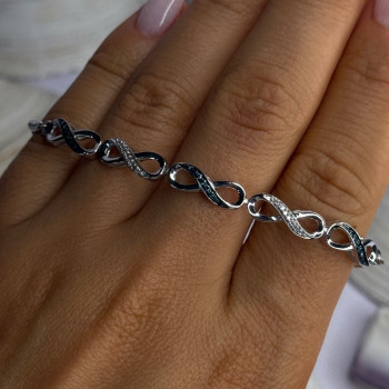 925 Sterling Silver Beryl & Spinel Bracelet Sizable