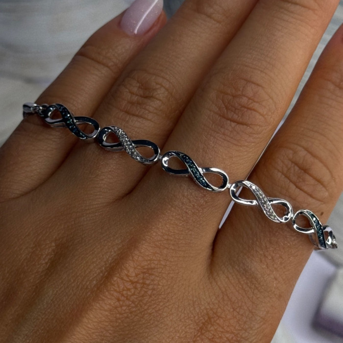 925 Sterling Silver Beryl & Spinel Bracelet Sizable