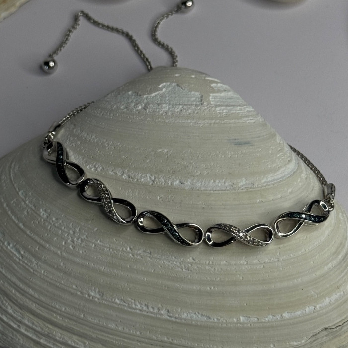 925 Sterling Silver Beryl & Spinel Bracelet Sizable