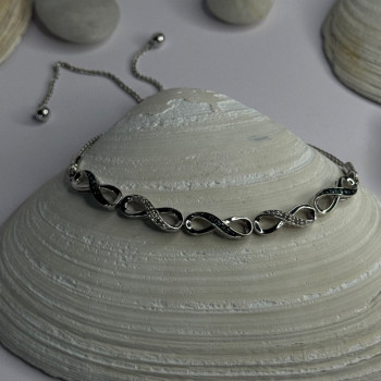 925 Sterling Silver Beryl & Spinel Bracelet Sizable
