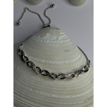 925 Sterling Silver Beryl & Spinel Bracelet Sizable