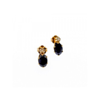 14K YELLOW GOLD ALMANDINE & DIAMOND EARRINGS