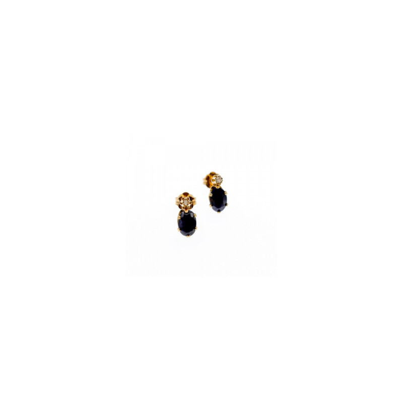 14K YELLOW GOLD ALMANDINE & DIAMOND EARRINGS
